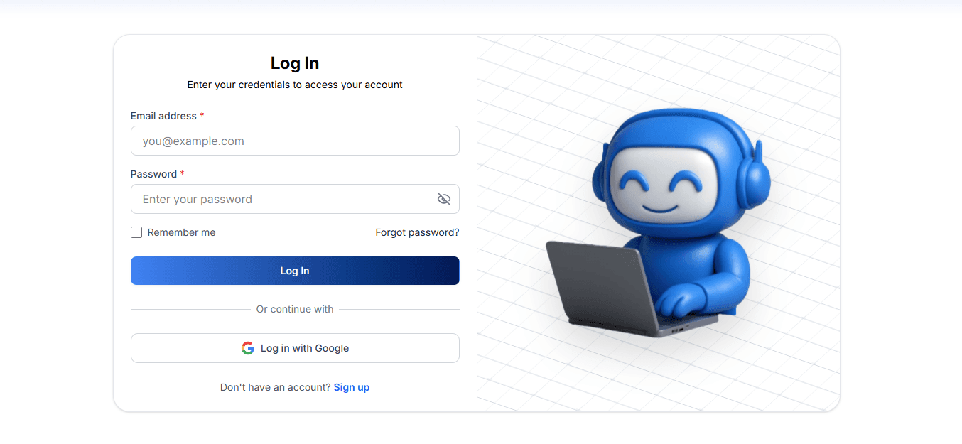 TheQuickAssist Login Screen