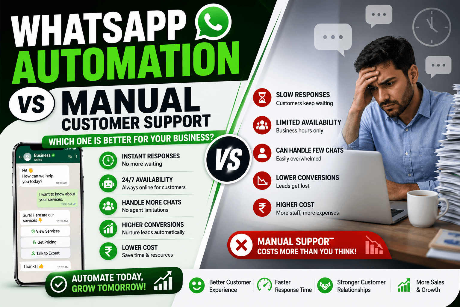 WhatsApp Automation vs Manual Customer Support: Which Is Better for Your Business?